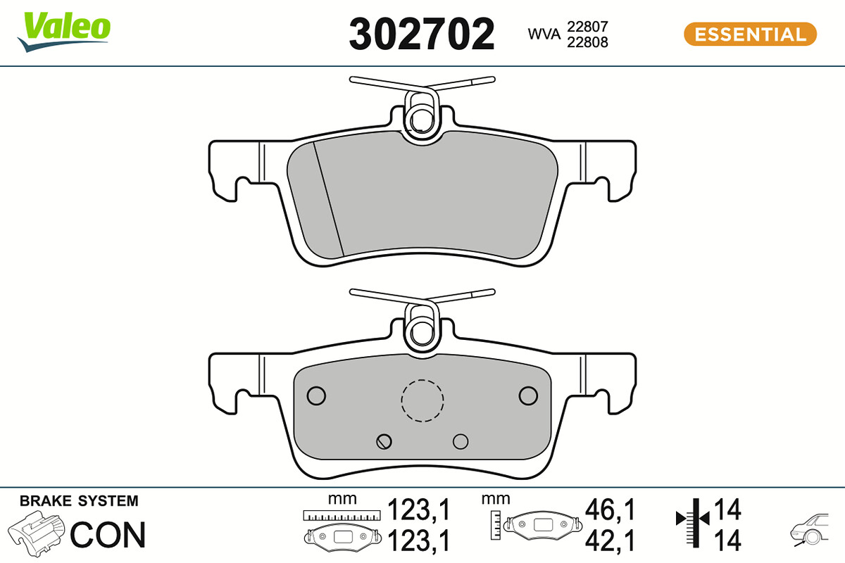 Kit pastiglie freno, Freno a disco - 302702 VALEO